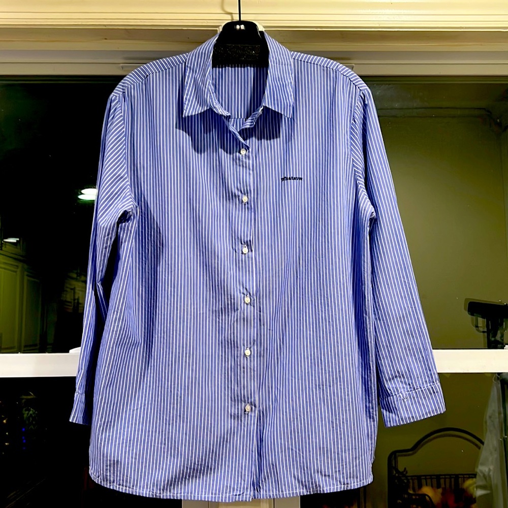 Zara cotton strip long sleeves shirt